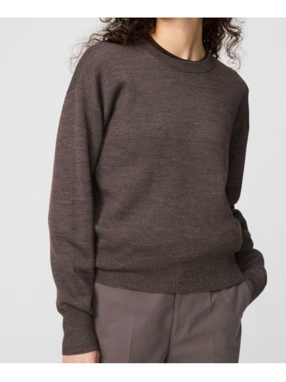 Uniqlo Double Face Knit Sweater in Dark Brown